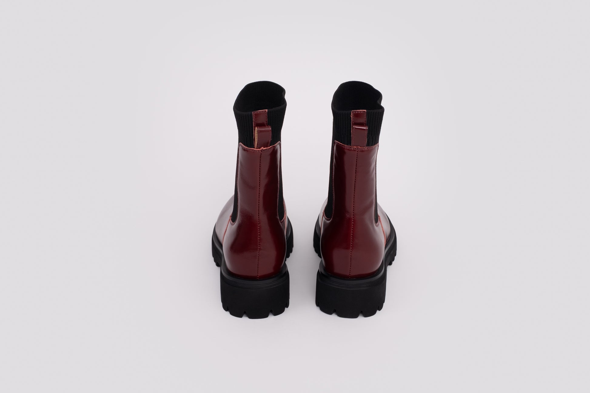 Back view of Marnie boot in Oxblood red, a womens ankle boot available in large UK sizes 8-12