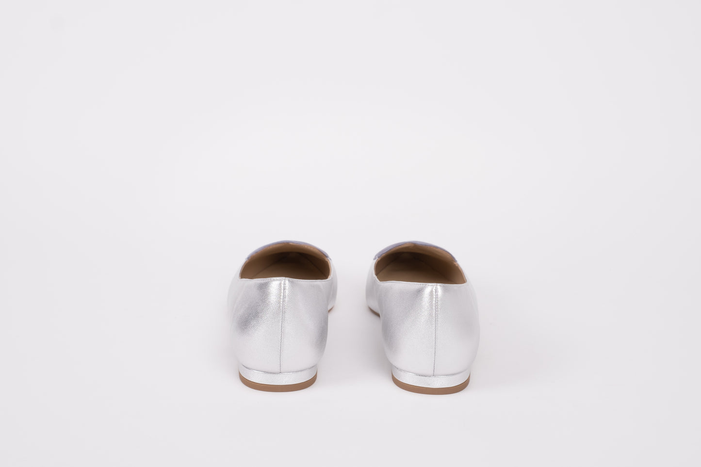 Back view of womens shoe Rosie in silver. Womens shoes available in larger European sizes 42-46