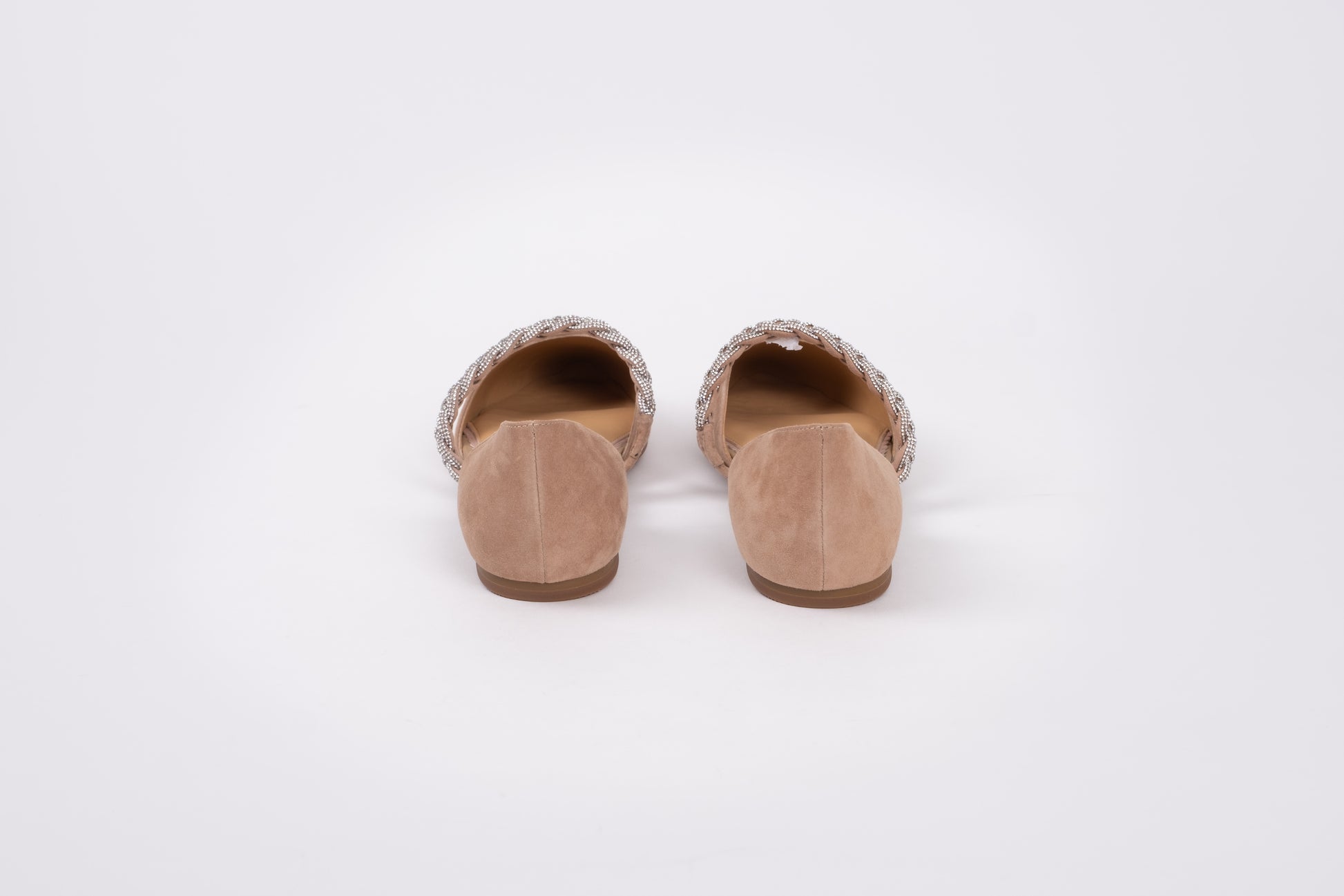 Back view of Amber Flat in Latte, a womens flat shoe available in larger sizes 8-12
