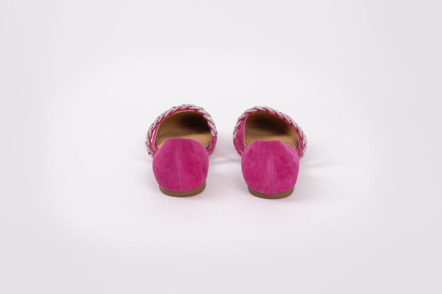 Back shot of Amber Flat in Fuchsia pink, available in larger sizes European 42-46