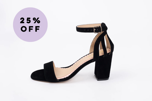 womens black heeled sandal available in larger sizes 42-46