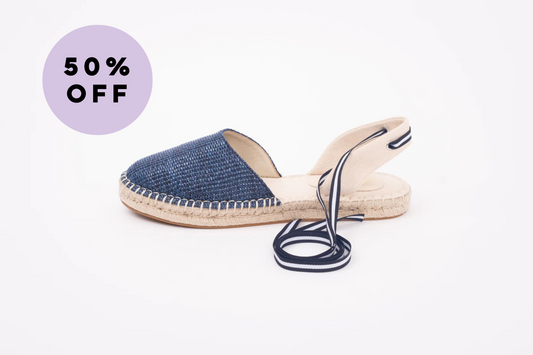 blue womens espadrille in larger sizes with 50% off.