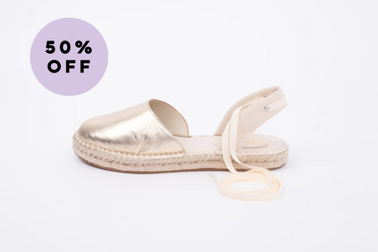 Gold womens espadrille sandals available in larger sizes 8-12