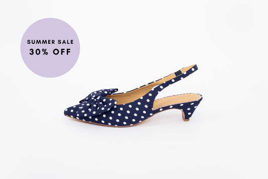 DELILAH SLINGBACK (NAVY POLKA)