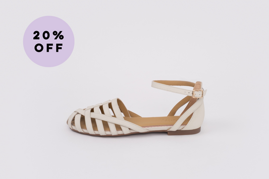 Womens cream stone coloured flat sandal available in larger sizes 42-46