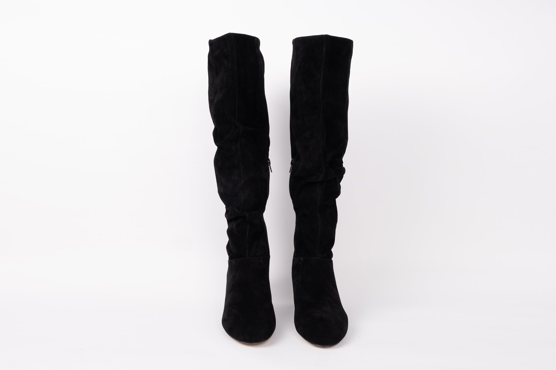 Front view of Evelyn black boot available in larger womens sizes 8-12