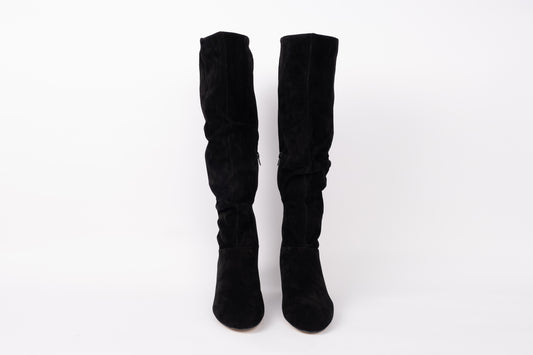 Front view of Evelyn black boot available in larger womens sizes 8-12