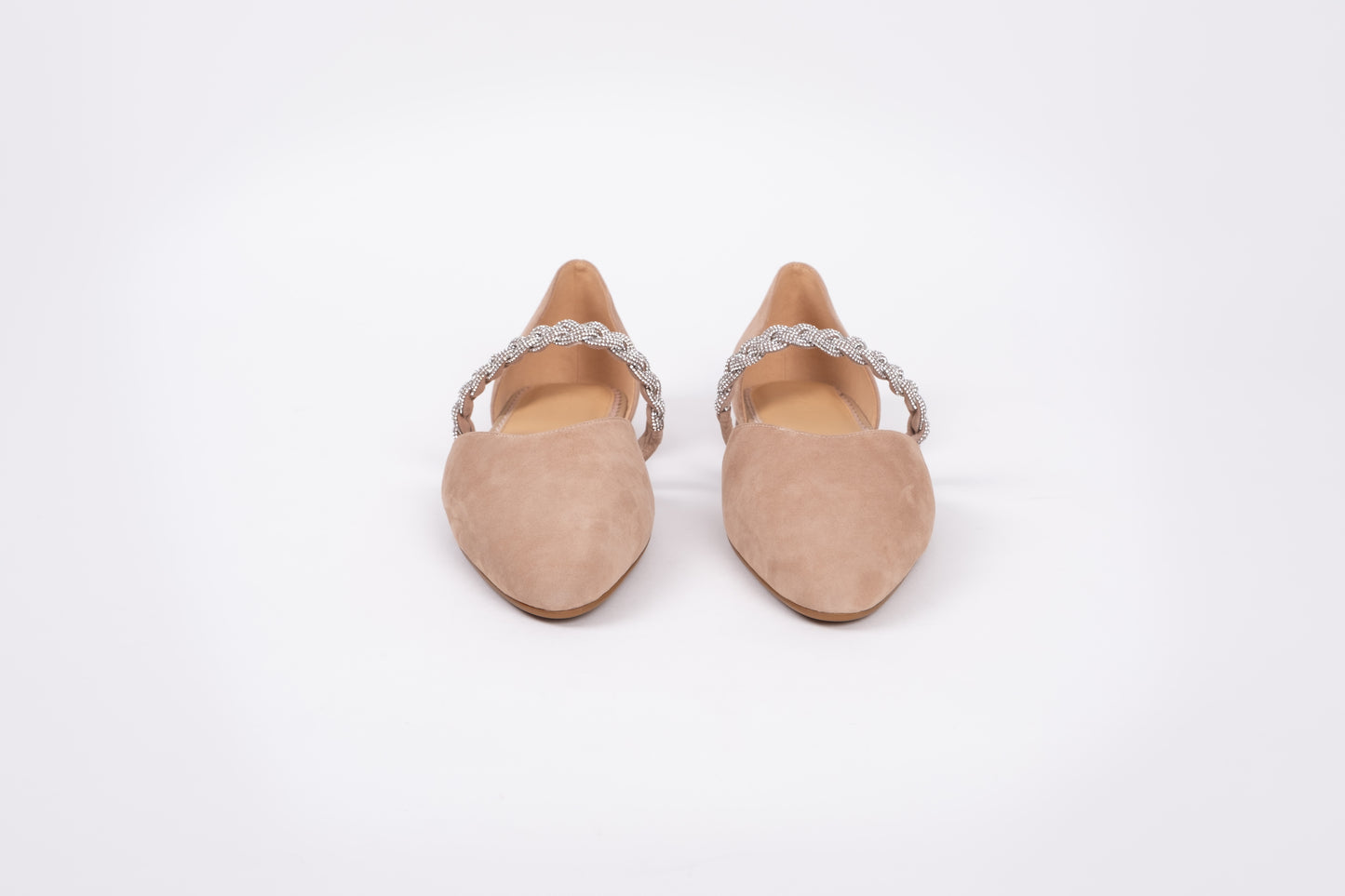 Front veiw of Amber flat, available in  womens European larger sizes 42-46. 