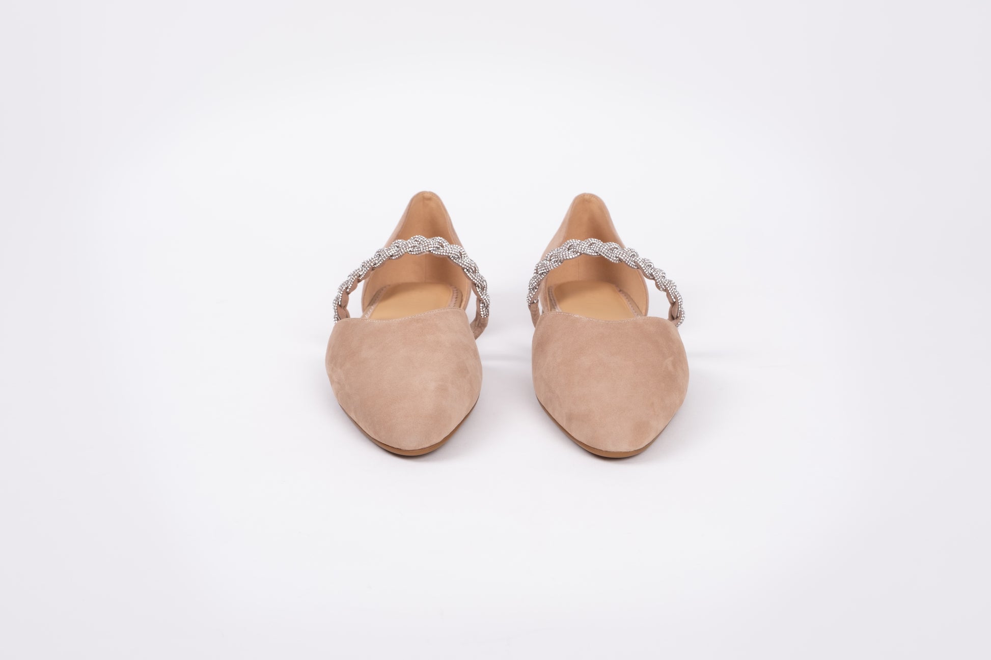 Front veiw of Amber flat, available in  womens European larger sizes 42-46. 
