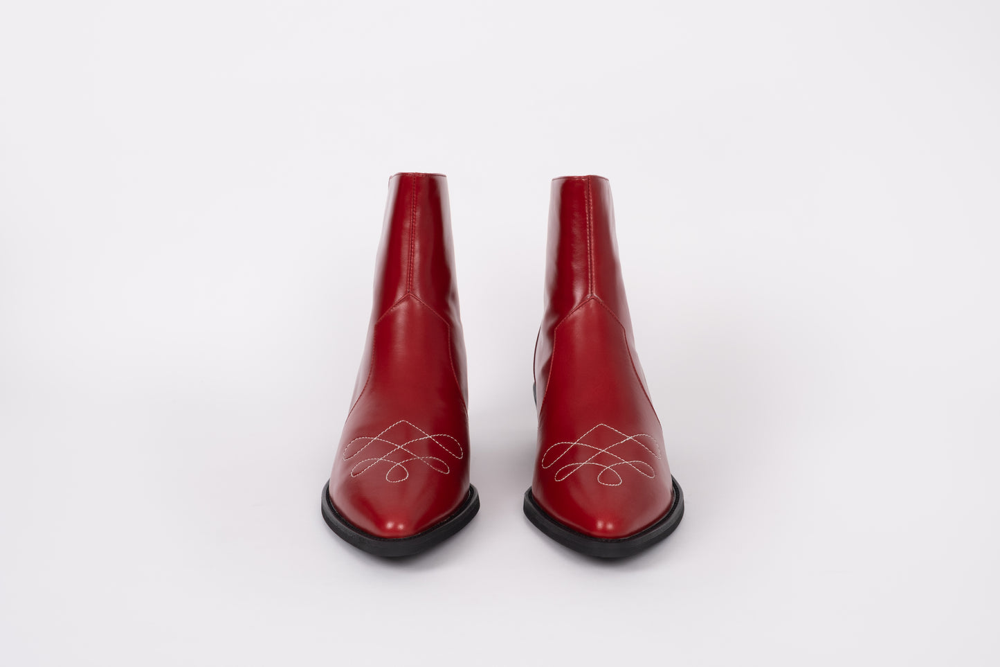 Front view of Phoebe boot in Red. Available in womens large sizes European 42-46