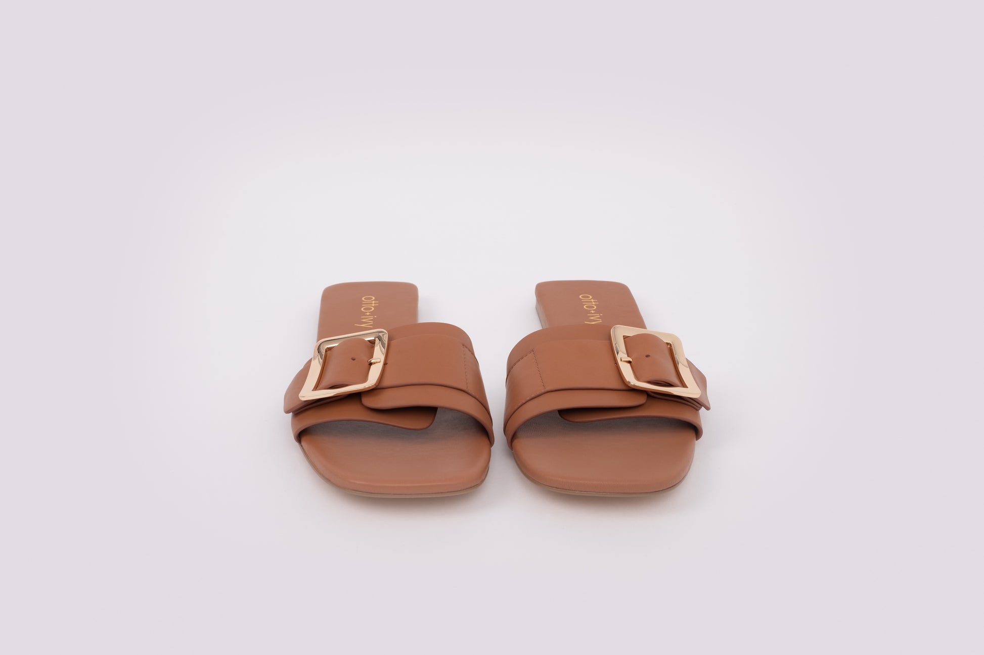 Front view of womens sandal Ruby in Tan. Womens footwear available in larger sizes 8-12