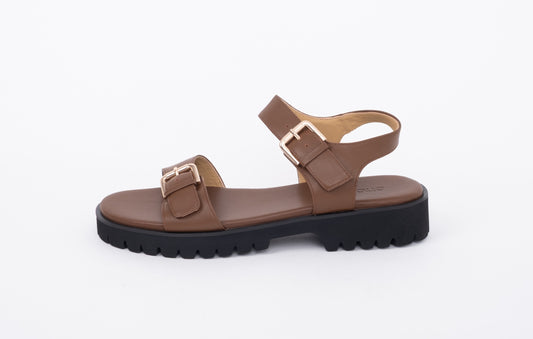 Side shot of brown wrens leather chunky sandal in large sizes 42-46