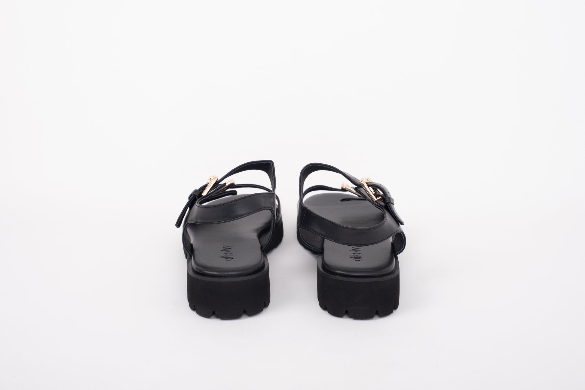 Large size black womens chunky leather sandal available In sizes 8 9 10 11 12