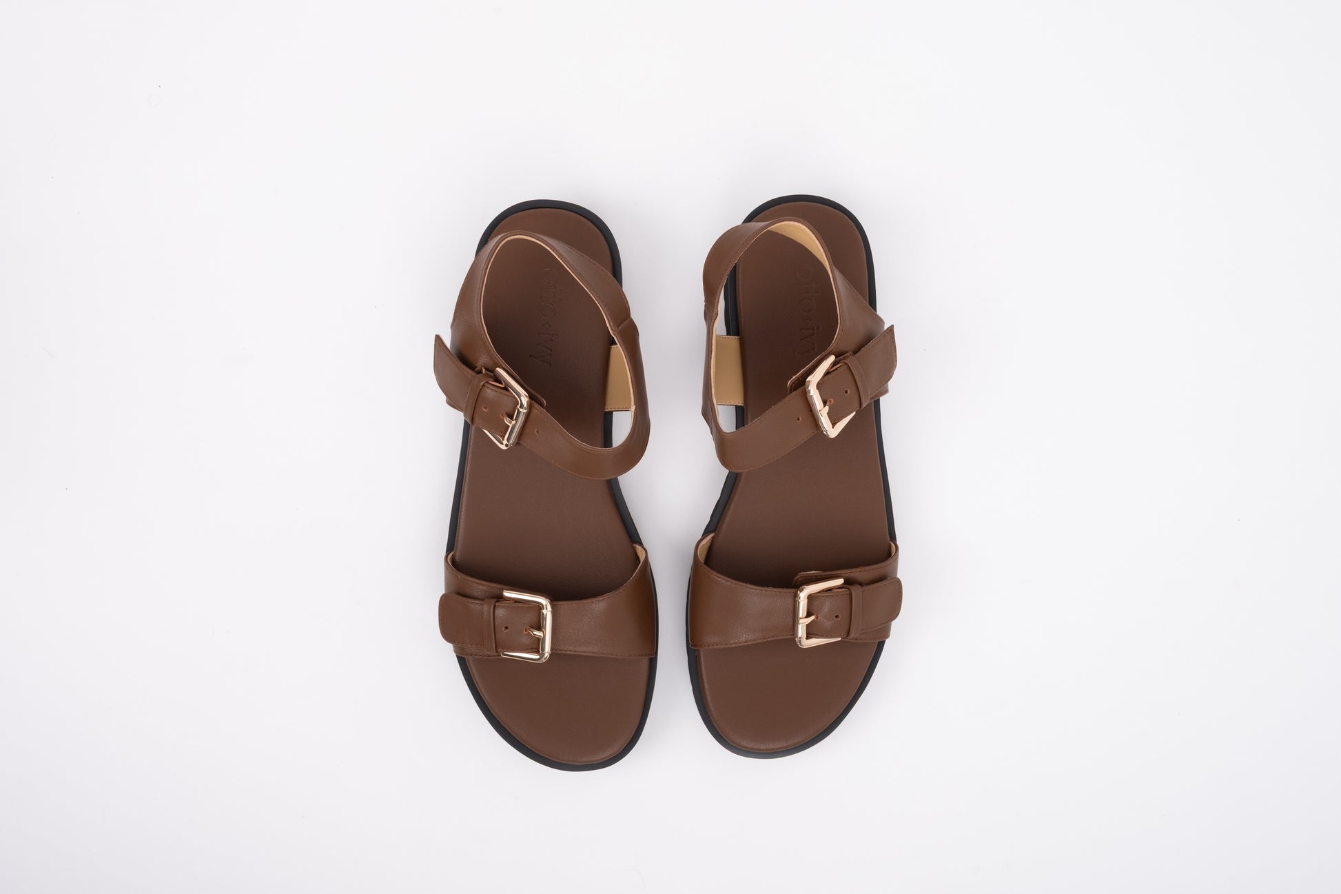 Aerial Shot of brown leather sandal in larger sizes 42 43 44 45 46