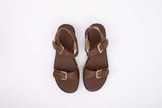 Aerial Shot of brown leather sandal in larger sizes 42 43 44 45 46