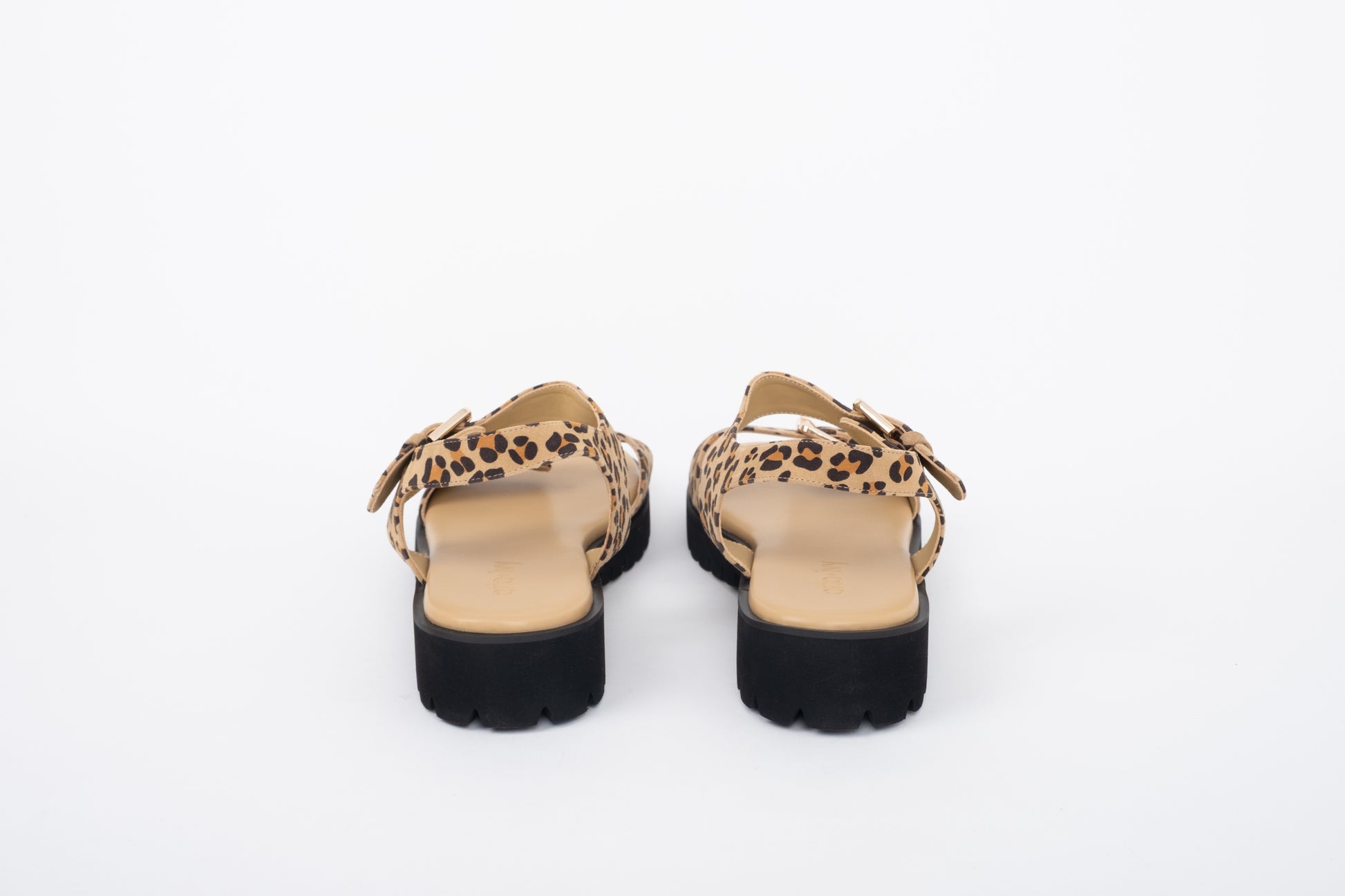 Large size womens leopard print chunky leather sandal in larger sizes 8 9 10 11 12