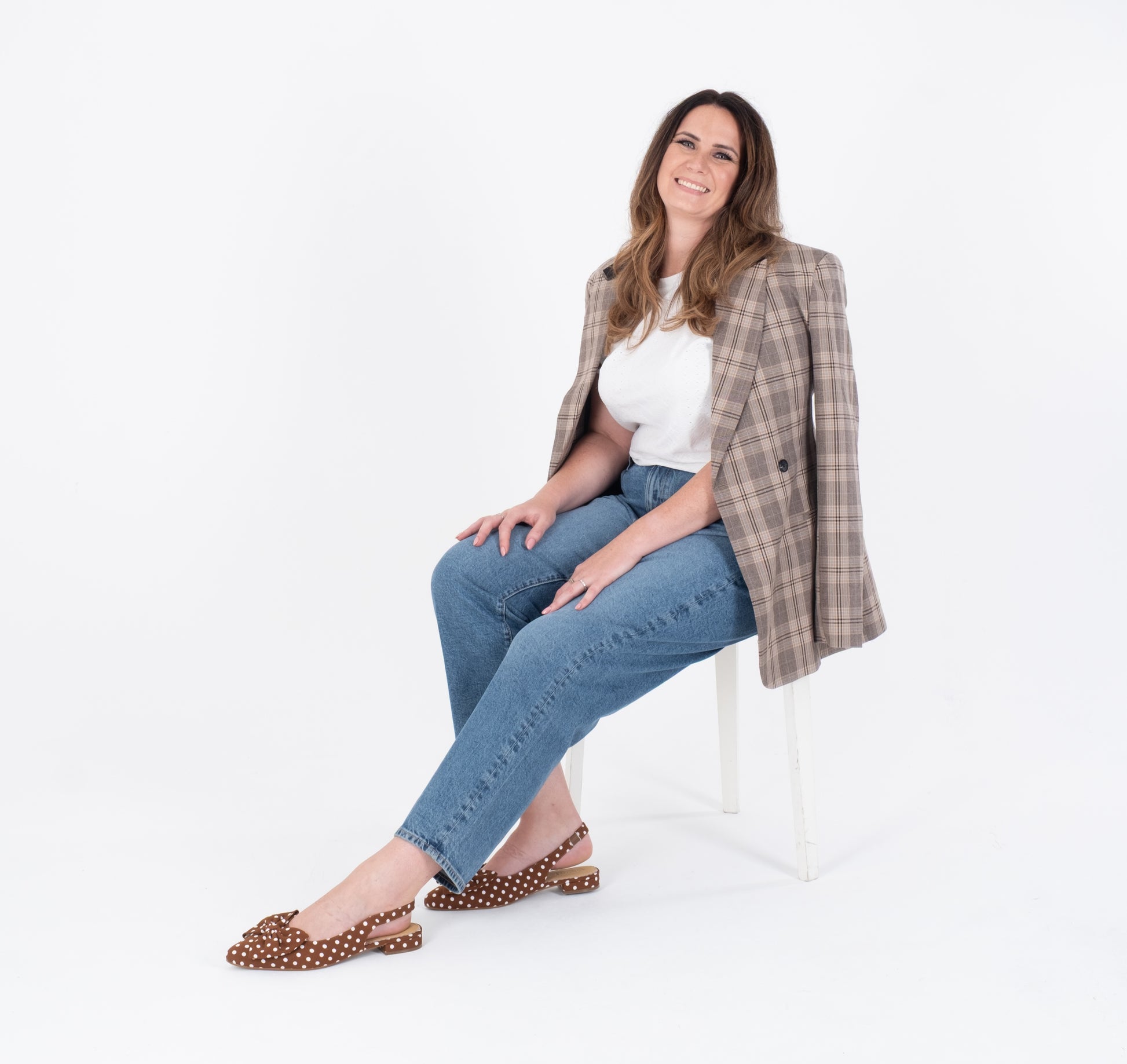 brown polkadot slingback flat shoes in larger sizes 8-12