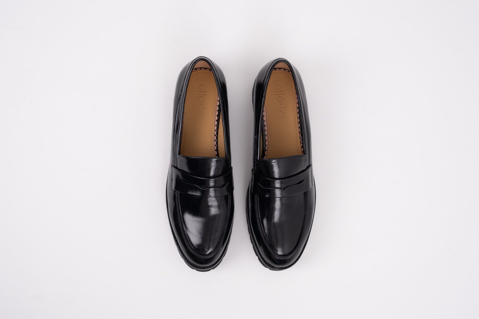Large size black leather chunky Kendall Jenner loafer in sizes 8 9 10 11 12 standard and wide fit