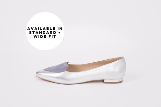 ROSIE FLAT (SILVER LEATHER/ BLUE SUEDE)