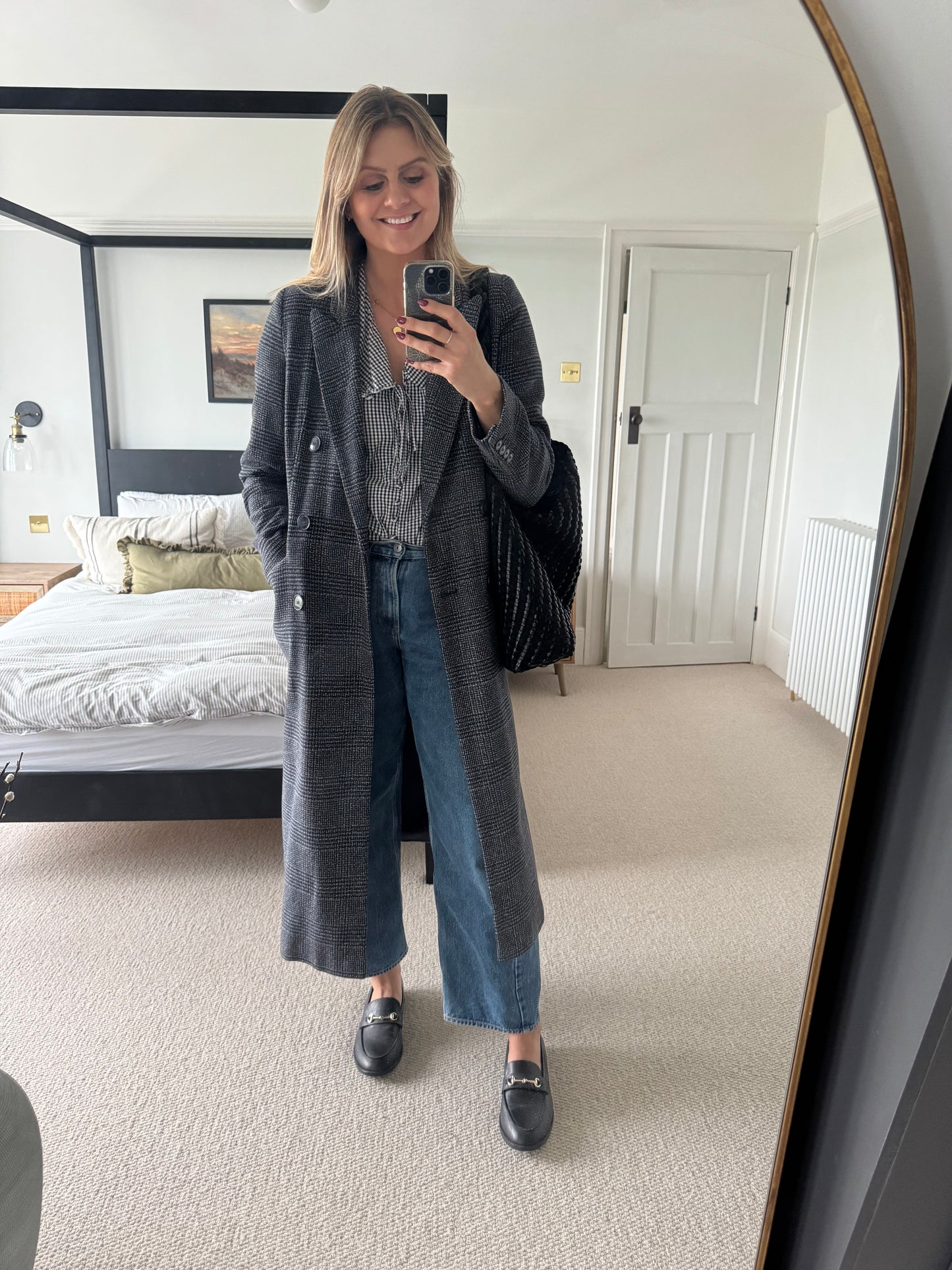 Large size leather black womens loafer shoes available in sizes 42-46