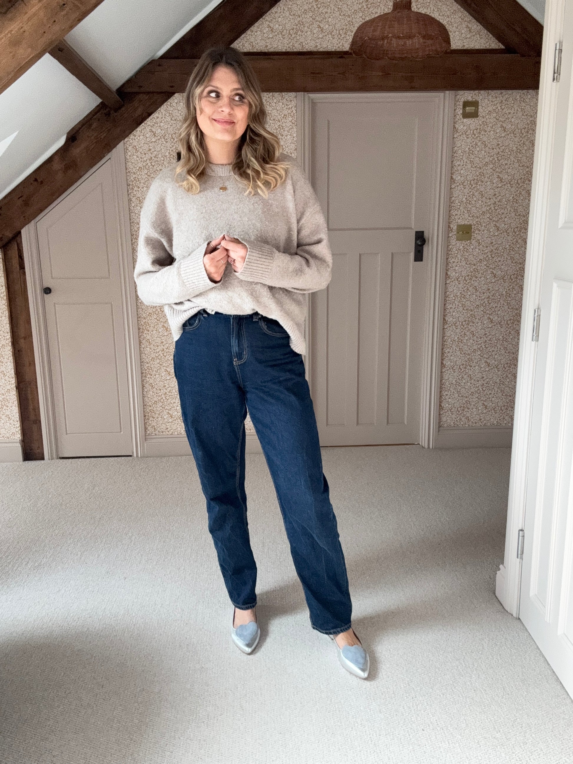 large size womens silver and blue heart flats in large sizes 42-46 standard and wide fit