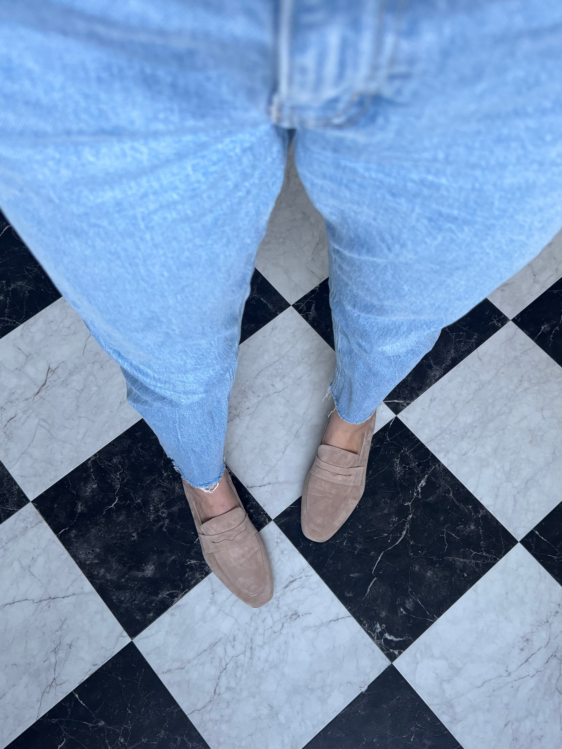 Large size womens suede latte beige loafer in large sizes 42-46
