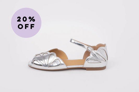 Womens silver sandal in larger sizes 8 9 10 11 12 with 20% off.