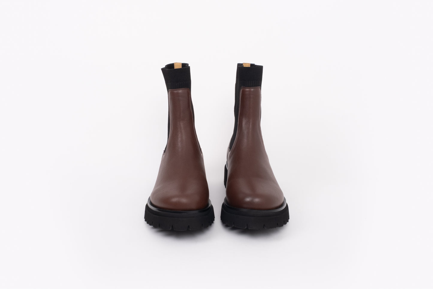 for shot of brown leather Chelsea ankle boot in womens large sizes 42 43 44 45 46, standard and wide fit