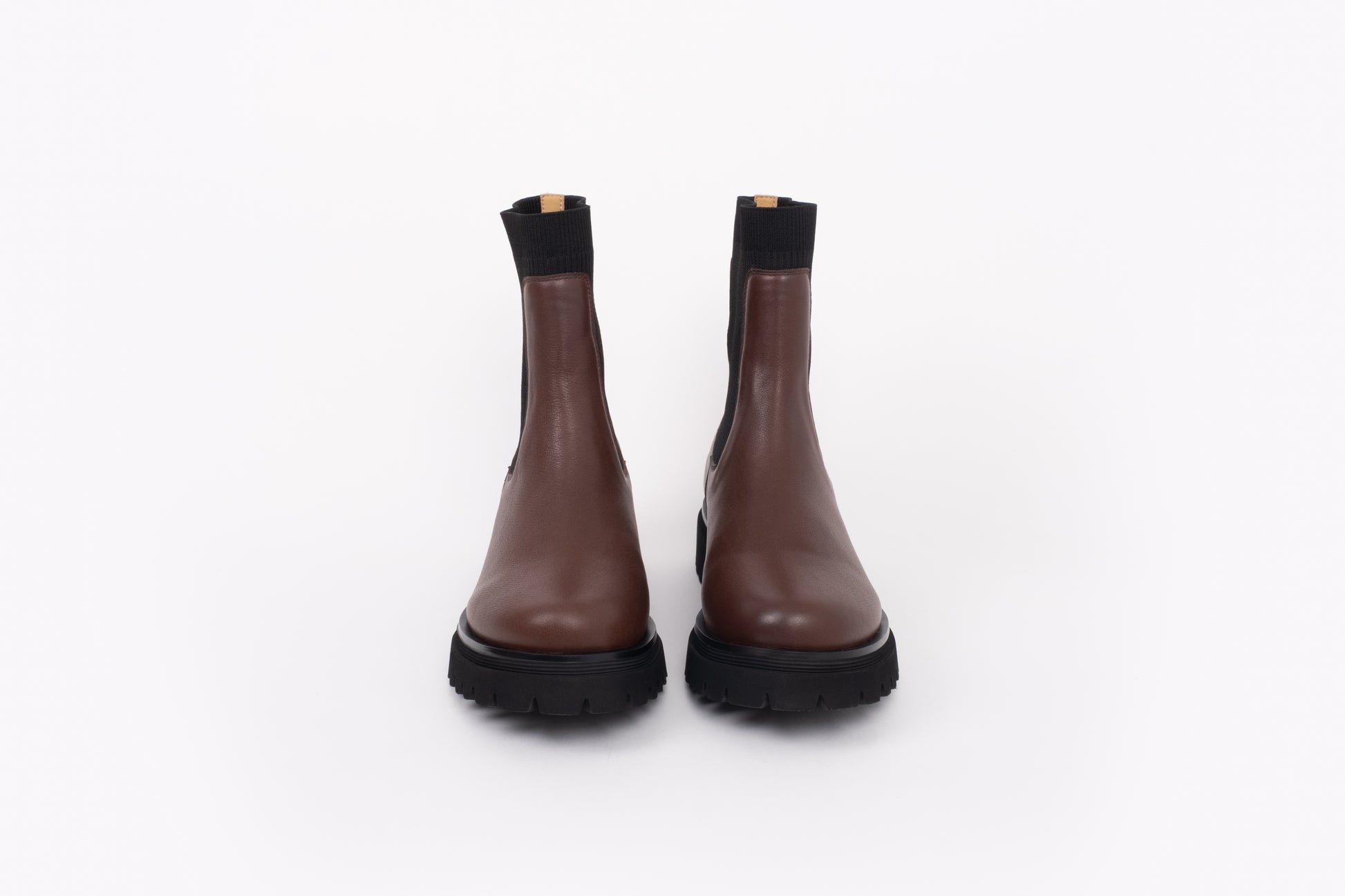 for shot of brown leather Chelsea ankle boot in womens large sizes 42 43 44 45 46, standard and wide fit