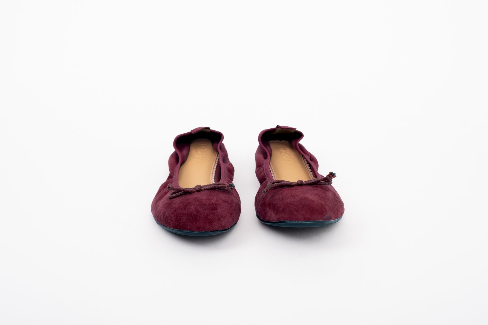 front shot of womens large sizes burgundy red purple ballet flat in large sizes 8 -12