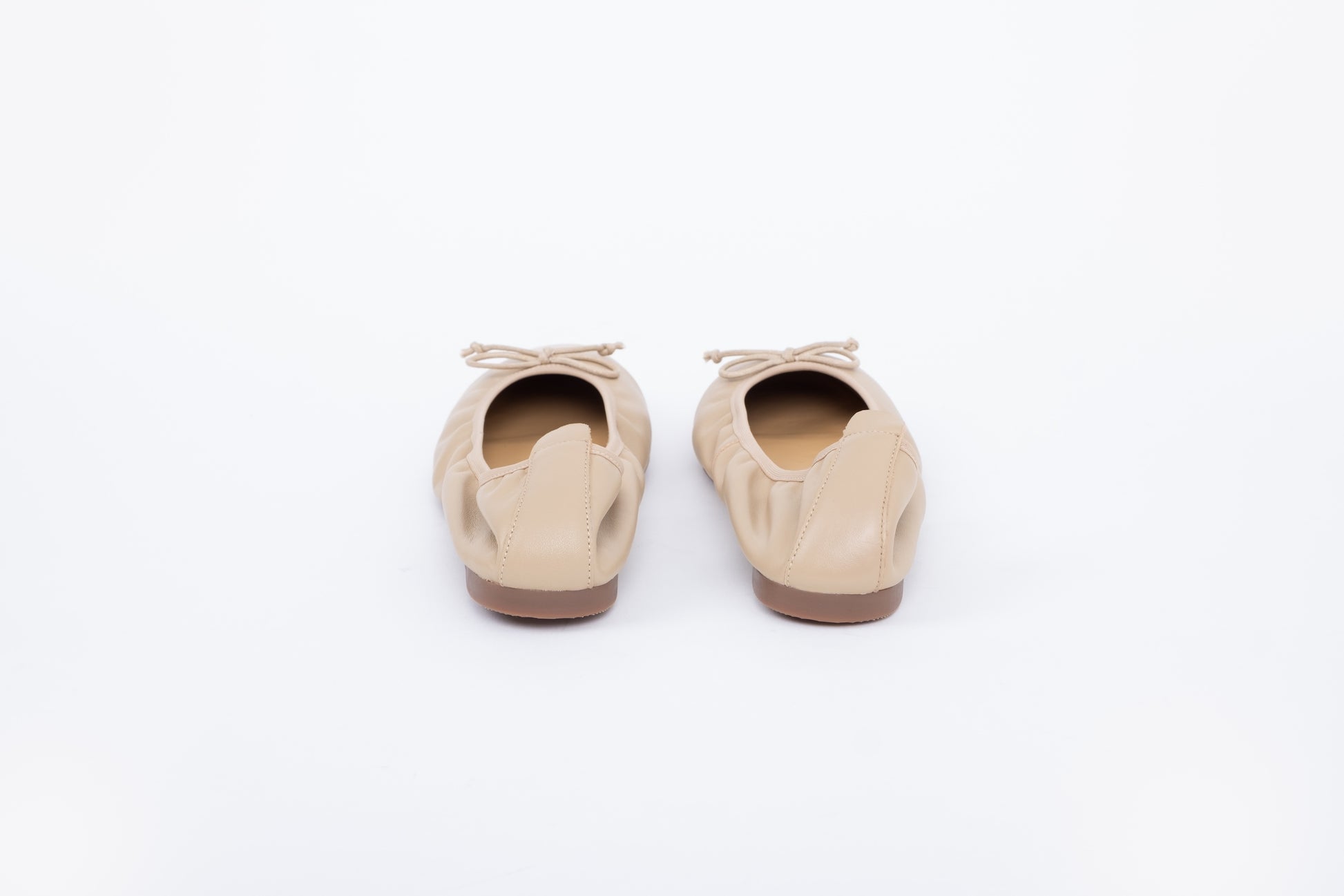 Back shot of beige olive flat elasticated ballet flat in larger sizes 42-46