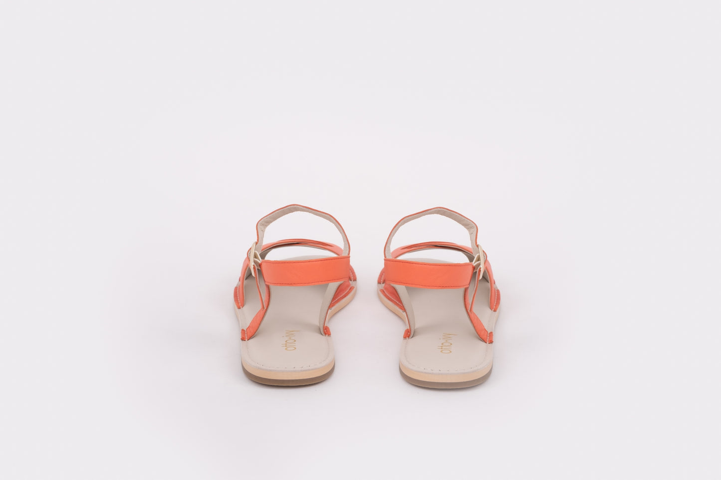 Back shot of womens large size orange sandal in EU sizes 42-46