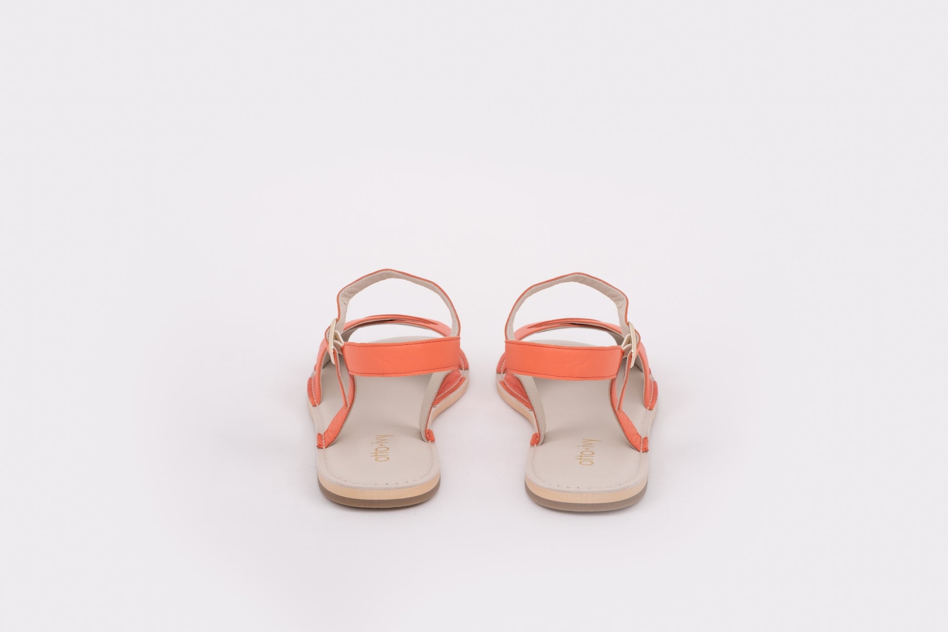 Back shot of womens large size orange sandal in EU sizes 42-46