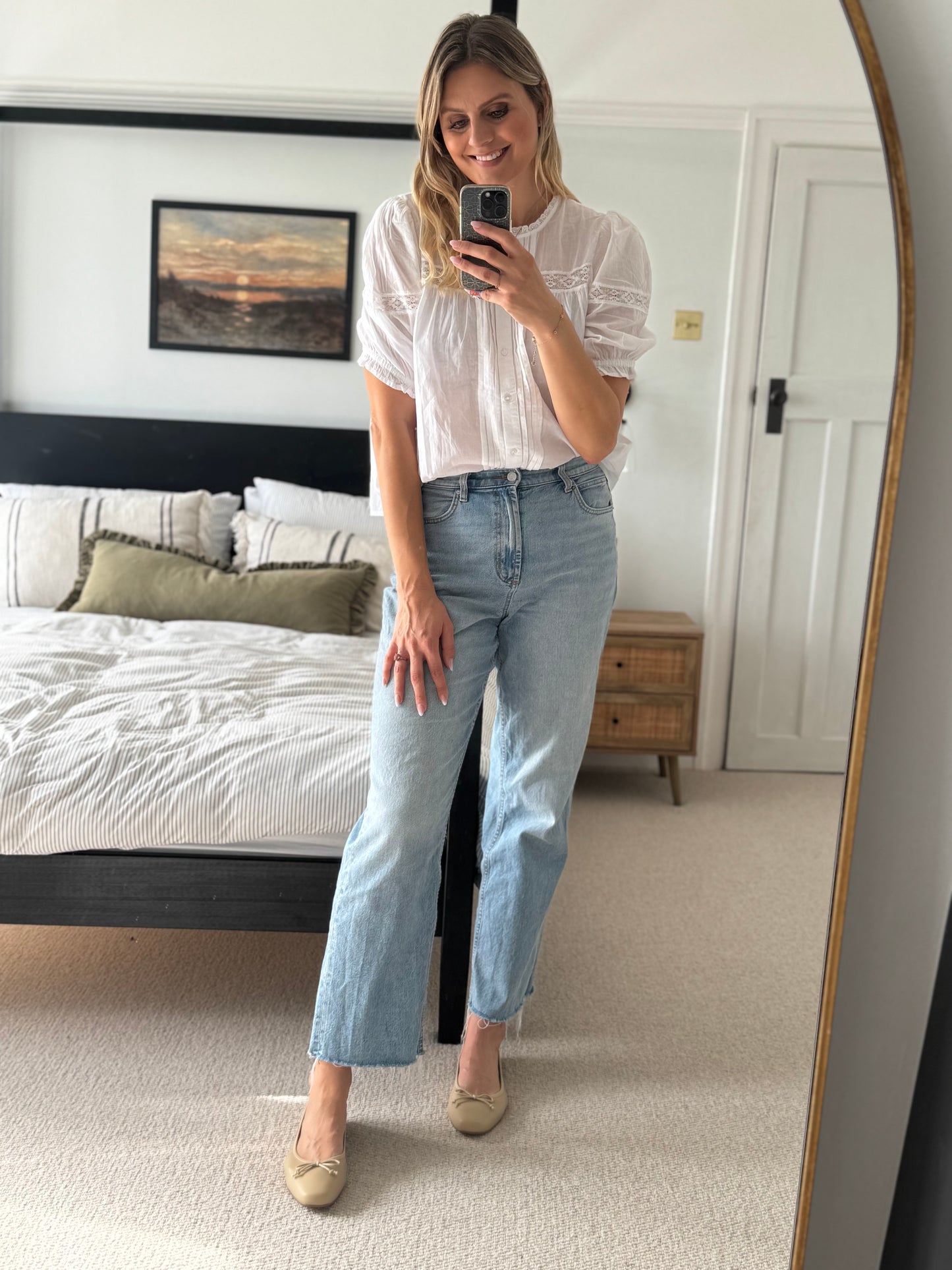 Large sized womens beige leather ballet pumps available ink sizes 8-12 eu sizes 42-46 us sizes 10-14