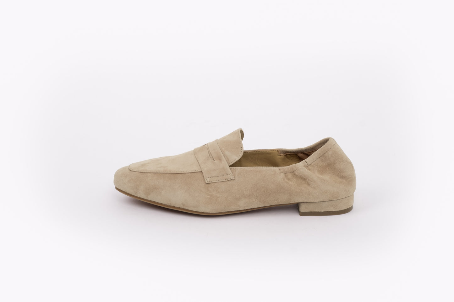 Womens large sized beige suede stretch back loafer in sizes 42 43 44 45 46