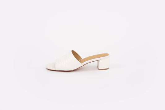 side shot of womens heeled leather sandal in larger sizes 8-12
