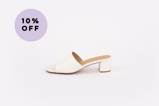 cream slip on heelend womens sandal in larger sizes with 10% off