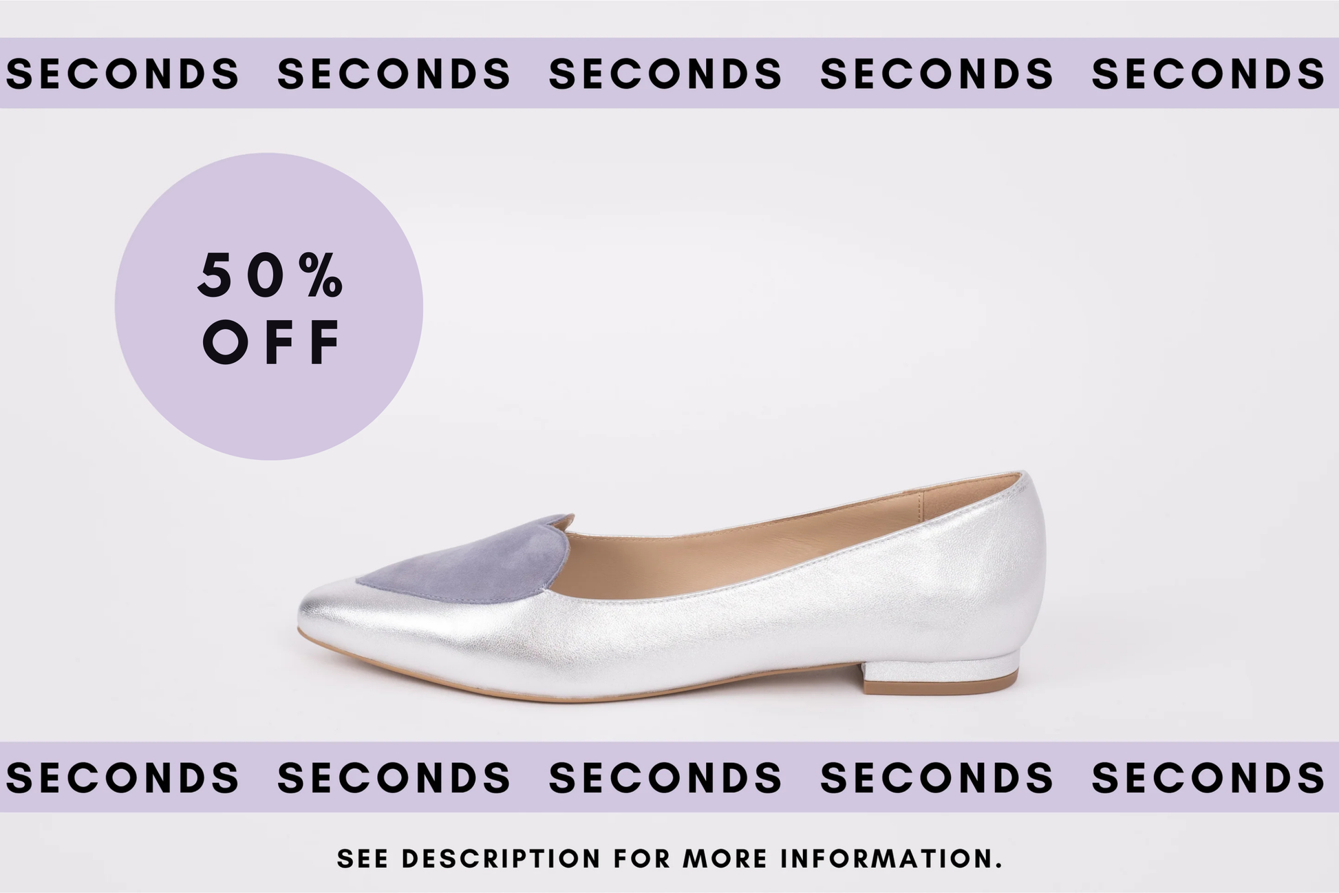 Silver and Blue bridal large sized womens low heart flat shoe in larger sizes 42-46 standard and wide fit