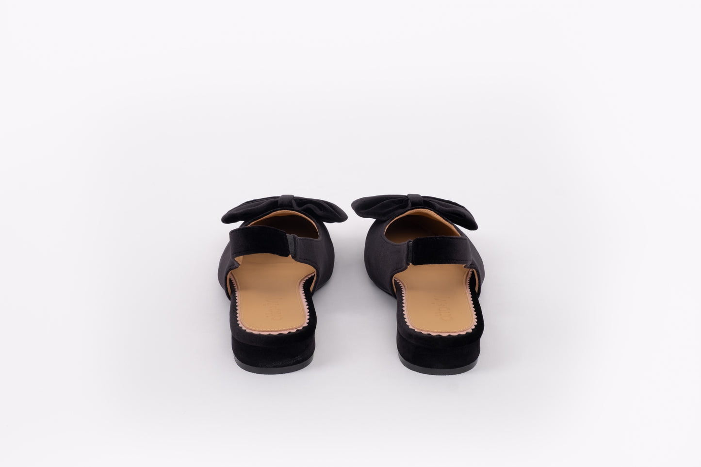 Large sized womens black velvet bow slingback shoe in sizes 42 43 44 45 46