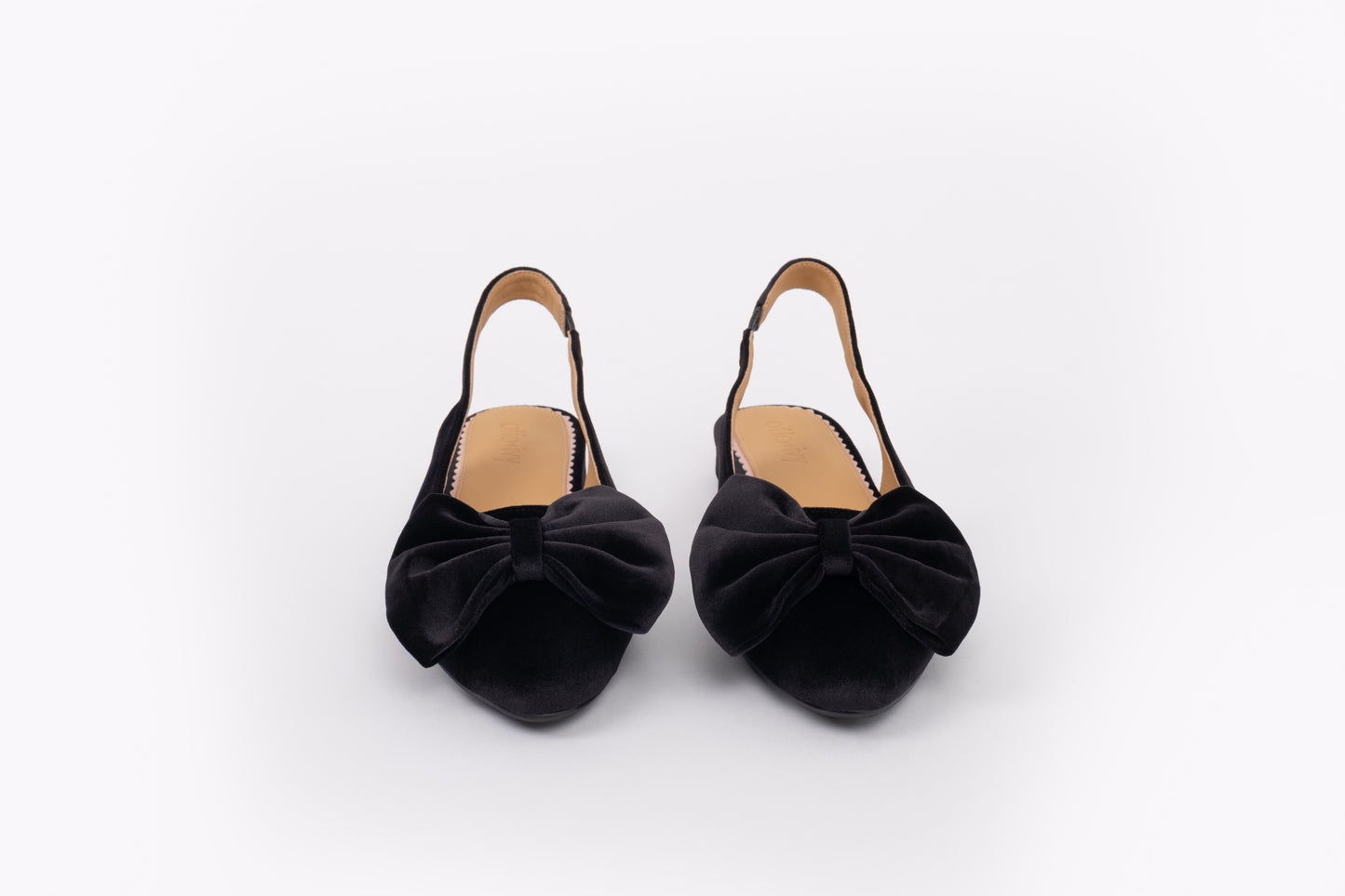 Womens large sizes black velvet bow slingback shoes in large sizes 42 43 44 45 46
