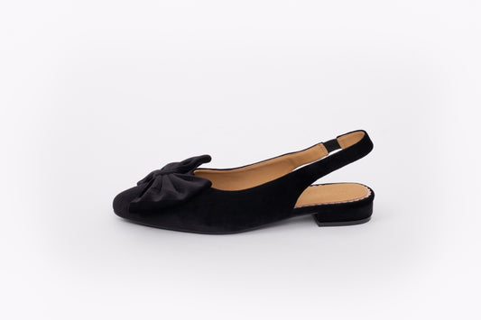 womens black velvet bow slingback in larger sizes 8 9 10 11 12