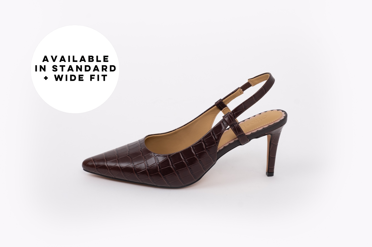 brown croc leather womens stiletto heeled slingback large sized shoe 8 9 10 11 12