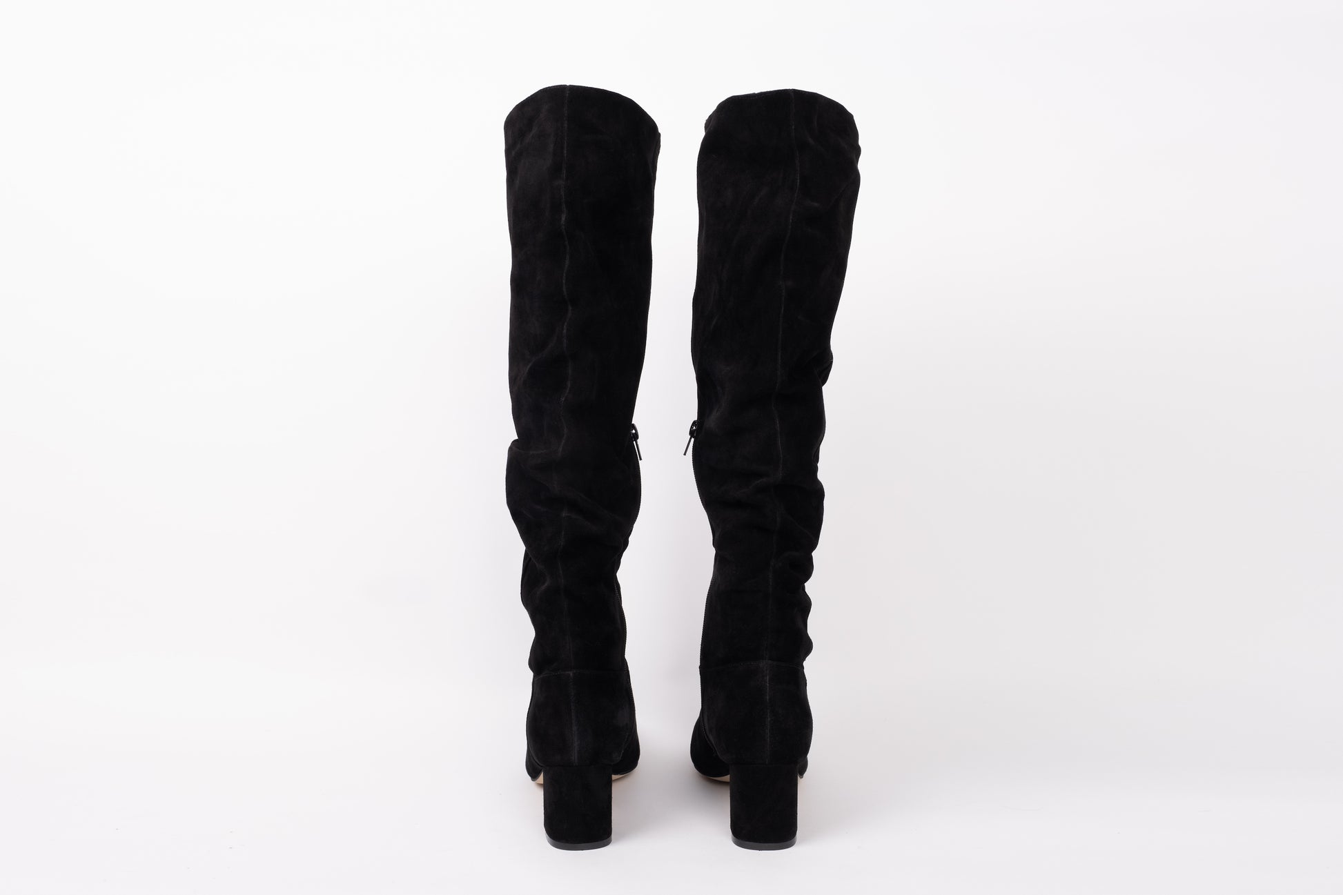 Back view of Evelyn boot in black. Stylish womens heeled boot in larger UK sizes 8-12