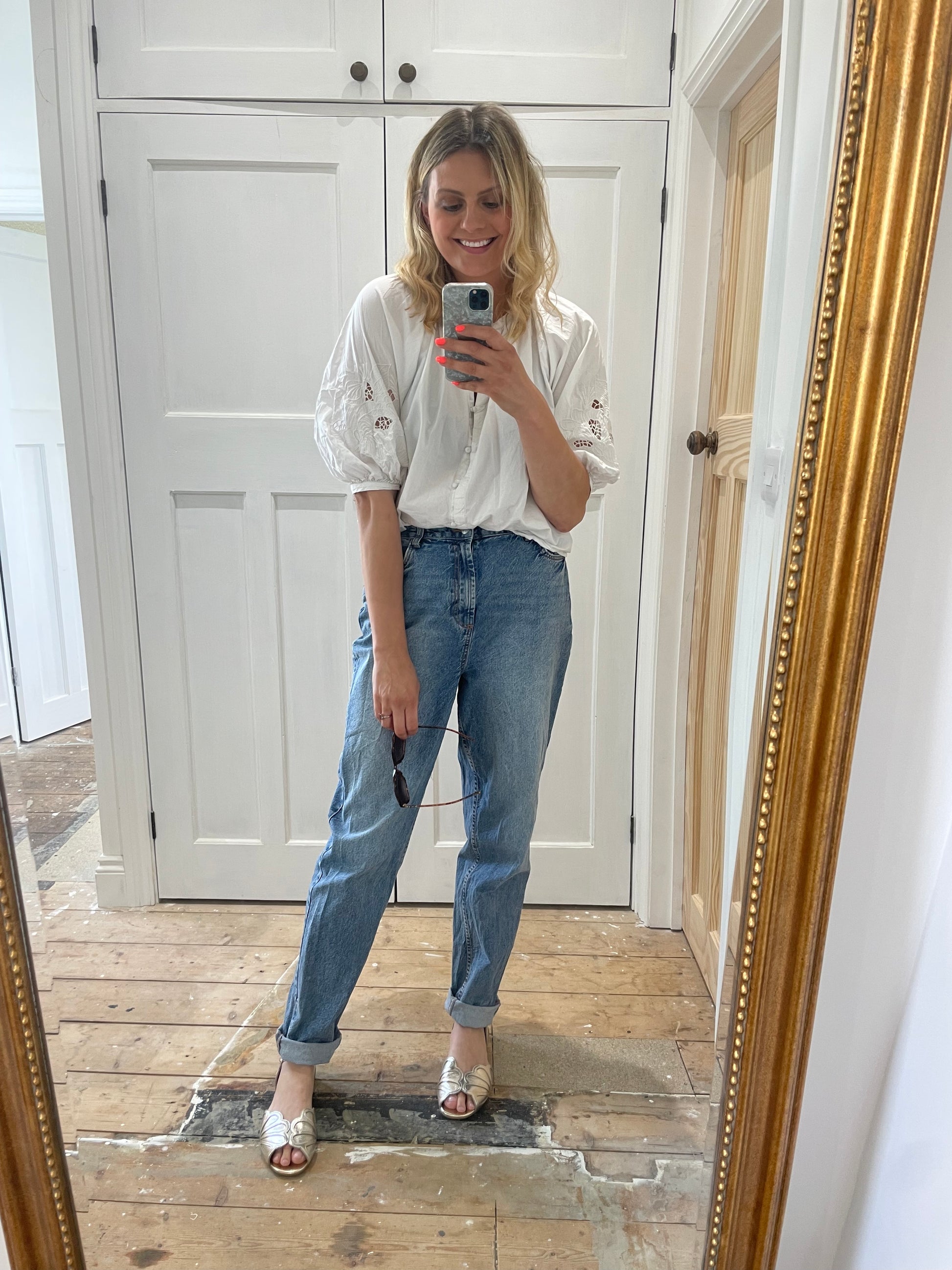 Laura modelling Daisy Sandal in Silver. Available in Europen sizes 42-46