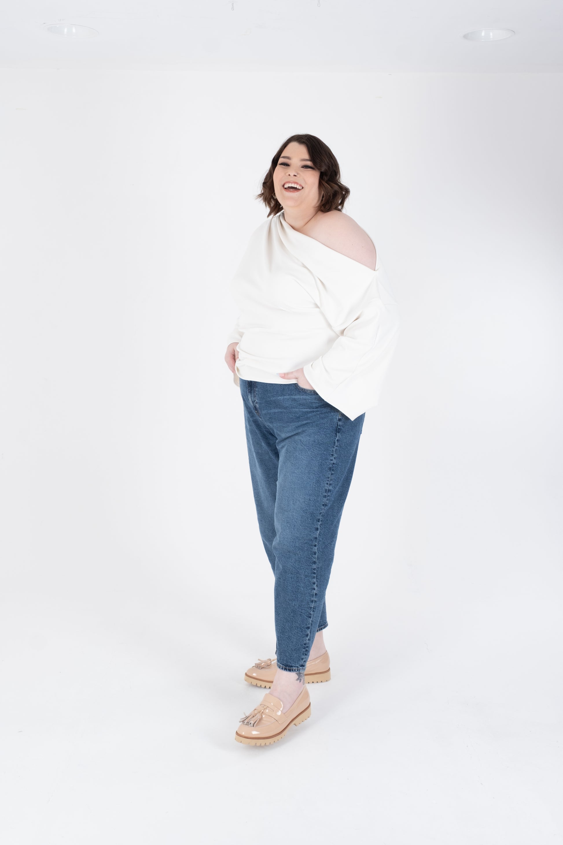 Beige loafers available in larger sizes 42-46, standard and wide fit