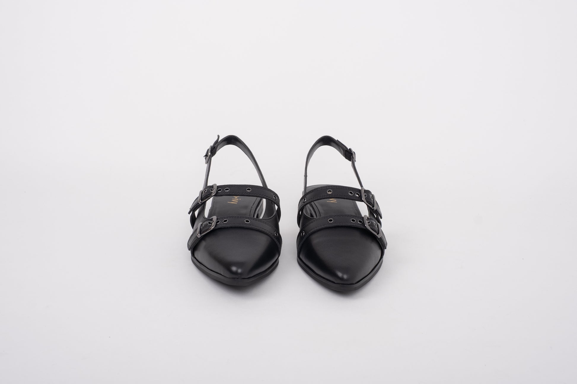 Large size black leather slingback flat shoe in sizes 42 43 44 45 46