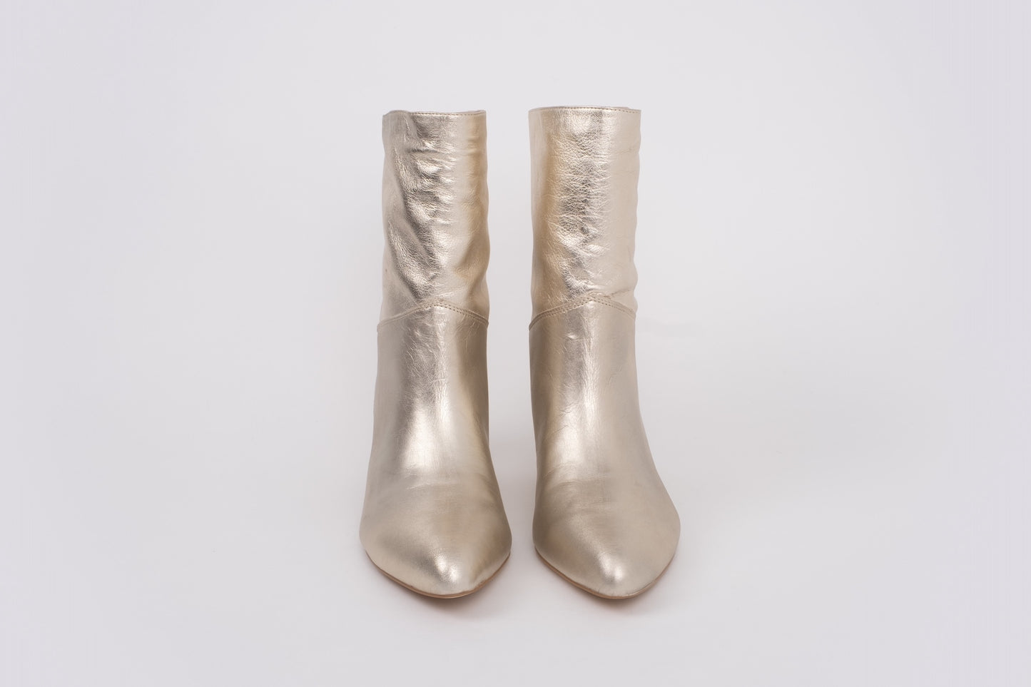 Front shot of womens gold leather boots in larger sizes 42-46