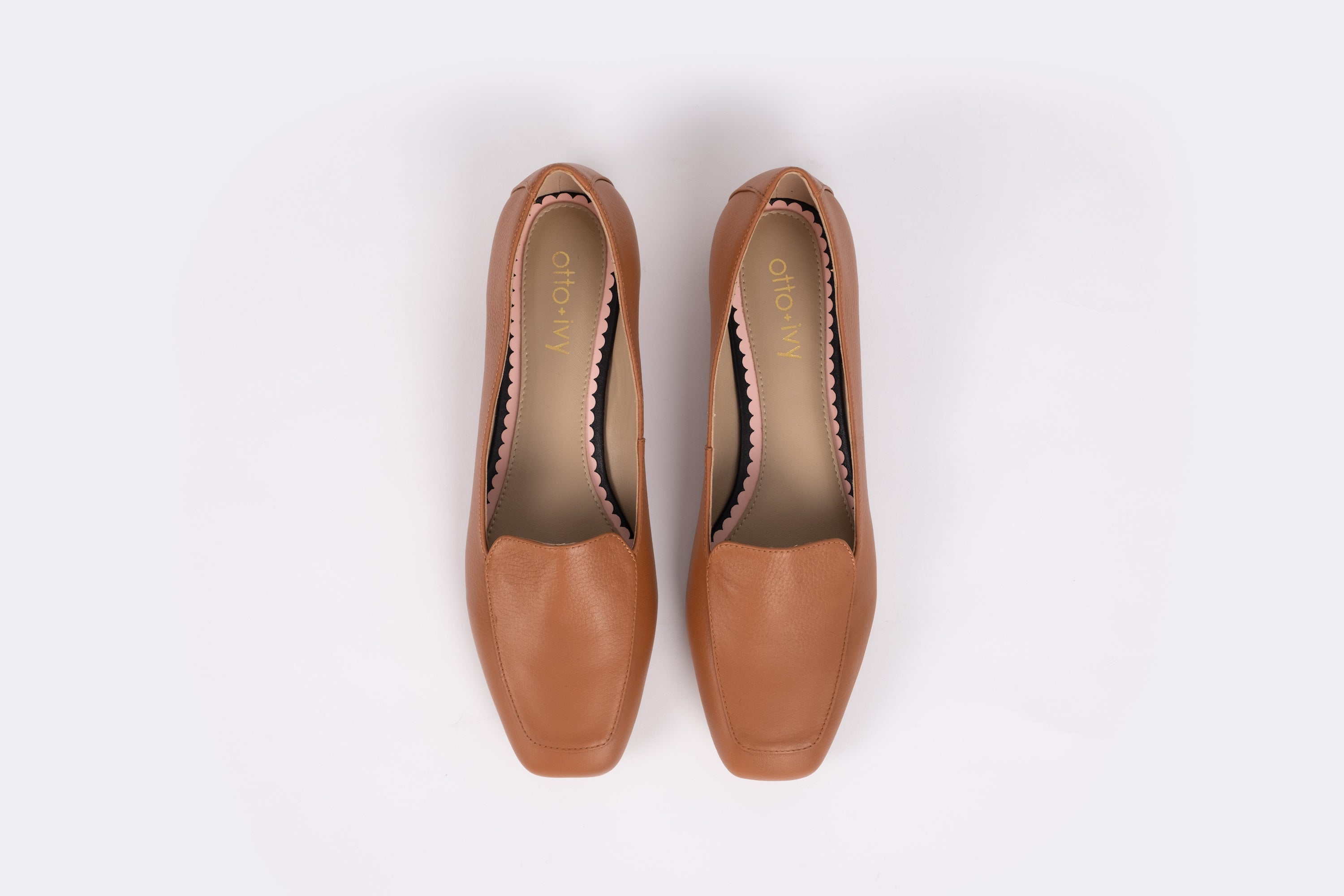 Tan leather store flats