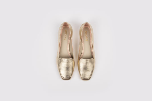 Aerial view of Aubrey Gold Loafer available in European sizes 42-46