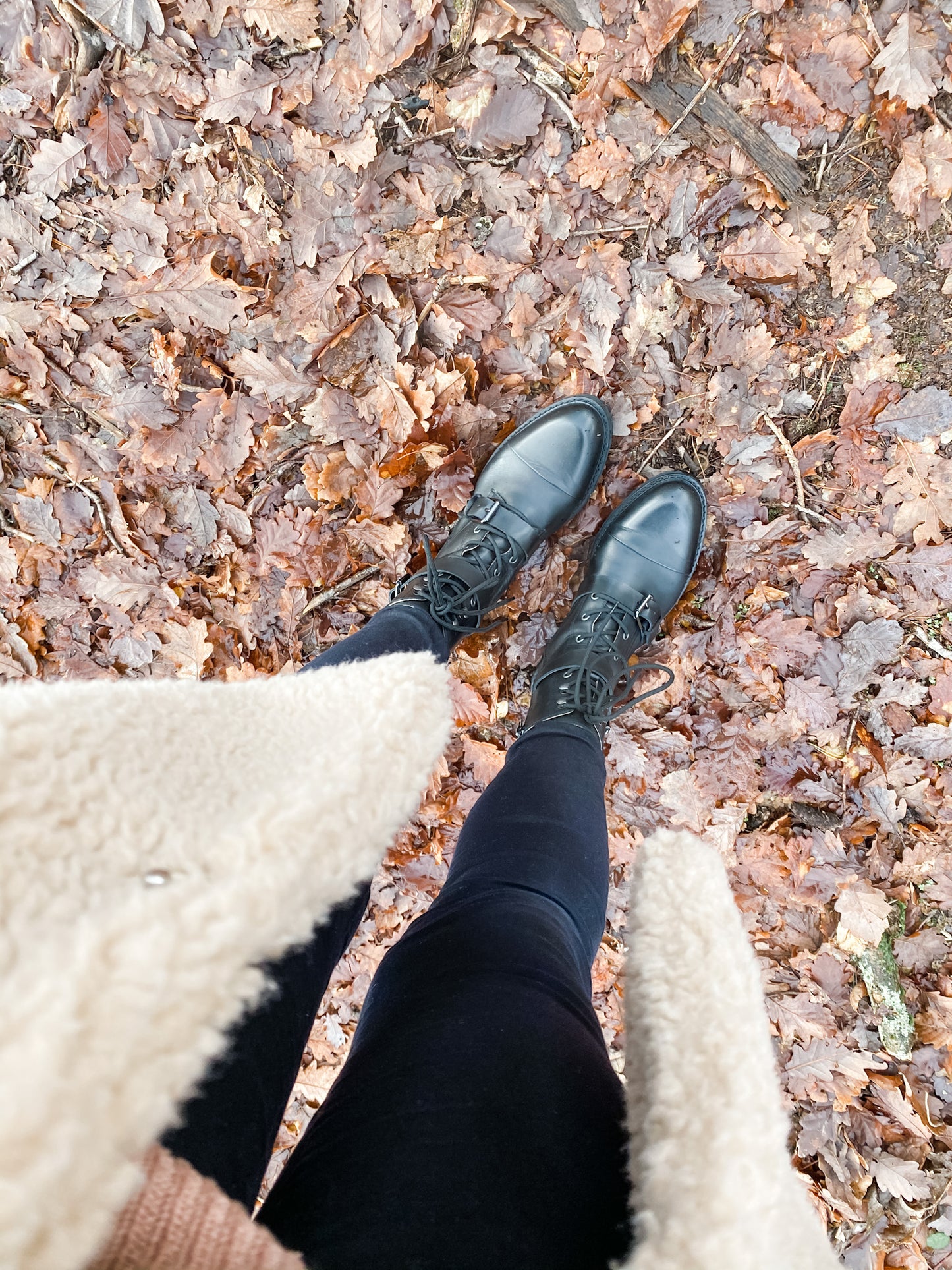 An aerial view of the Maisie Boots worn by a model